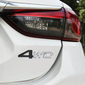 Auto 4WD gepersonaliseerde aluminiumlegering decoratieve stickers  maat: 13x3.5x0.3cm (zwart zilver)