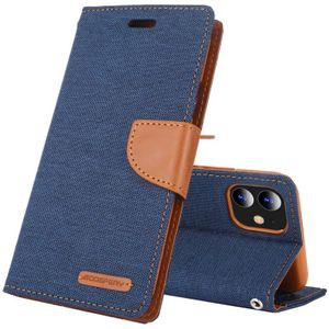 Voor iPhone 11 kwik GOOSPERY CANVAS dagboek canvas textuur horizontale Flip lederen draagtas met kaartsleuven & portemonnee & houder (Navy)