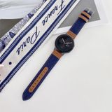 22mm Denim Leather Replacement Strap Watchband(Dark Blue)
