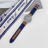 22mm Denim Leather Replacement Strap Watchband(Dark Blue)