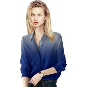 Dames Gradint Kleur Shirt (Kleur: Blauw Maat: M)