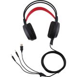 HAMTOD V1000 Dual-3.5mm Plug Interface Gaming Headphone Headset met Mic & LED Light  Kabellengte: 2 1 m (rood)