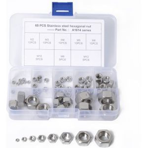 65 stuks auto 304 roestvrij staal Hexagon Socket schroeven assortiment Kit M2-M12