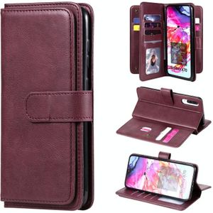 Voor Samsung Galaxy A70 Multifunctionele Magnetische koperen gesp horizontale flip effen lederen kast met 10 Card Slots & Wallet & Holder & Photo Frame (Wine Red)