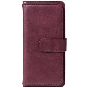 Voor Samsung Galaxy A70 Multifunctionele Magnetische koperen gesp horizontale flip effen lederen kast met 10 Card Slots & Wallet & Holder & Photo Frame (Wine Red)