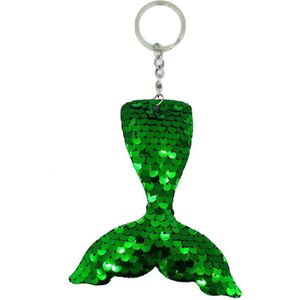 10 stks Reflecterende zeemeermin sleutelhanger Pailletten Mermaid Tail Accessoires Auto Bagage Hanger (groen 46)