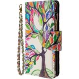 Voor iPhone 6s Plus & 6 Plus Gekleurd tekenpatroon Rits Horizontale Flip Lederen case met Holder & Card Slots & Wallet(Tree)