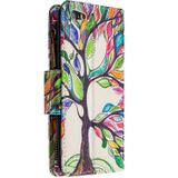 Voor iPhone 6s Plus & 6 Plus Gekleurd tekenpatroon Rits Horizontale Flip Lederen case met Holder & Card Slots & Wallet(Tree)