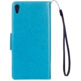 Voor Sony Xperia XA Ultra Bloemens Embossing horizontaal Flip lederen hoesje met houder & opbergruimte voor pinpassen & portemonnee & Lanyard(blauw)