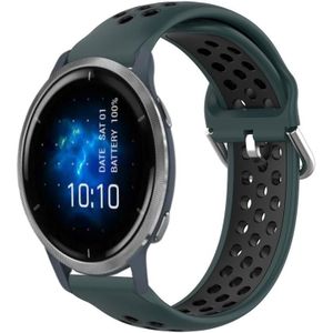 Voor Garmin Venu 2 22 mm geperforeerde ademende sport siliconen horlogeband (olijfgroen + zwart)