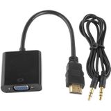 Full HD 1080P HDMI to VGA + Audio Output Kabel voor Computer / DVD / Digitale Set-top Box / Laptop / mobiele telefoon / Media Player  Lengte: 24cm(zwart)