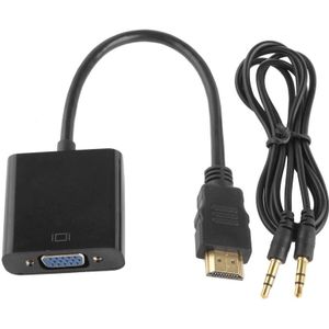 Full HD 1080P HDMI to VGA + Audio Output Kabel voor Computer / DVD / Digitale Set-top Box / Laptop / mobiele telefoon / Media Player  Lengte: 24cm(zwart)