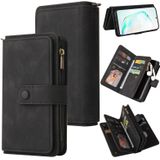 For Samsung Galaxy Note10+ Skin Feel PU + TPU Horizontal Flip Leather Case with Holder & 15 Cards Slot & Wallet & Zipper Pocket & Lanyard(Black)