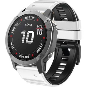 Voor Garmin Fenix 7/7X/6/6X/5/5X 26 mm tweekleurige siliconen horlogeband (wit zwart)