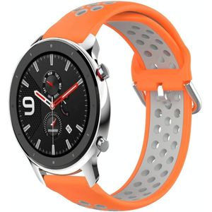 Voor Amazfit GTR 4 Pro 22 mm geperforeerde ademende sport siliconen horlogeband (oranje + grijs)