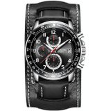 Ochstin 7233 Multifunctioneel zakelijk lederen polspols waterdicht quartz horloge (zilver + zwart)