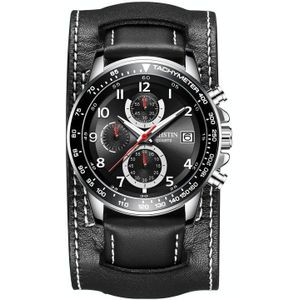 Ochstin 7233 Multifunctioneel zakelijk lederen polspols waterdicht quartz horloge (zilver + zwart)