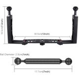 PULUZ Dual handvat aluminium lade stabilisator met Dual Ball aluminiumlegering klem & drijvende arm voor onderwater camera behuizingen (zwart)