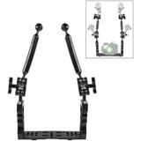 PULUZ Dual handvat aluminium lade stabilisator met Dual Ball aluminiumlegering klem & drijvende arm voor onderwater camera behuizingen (zwart)