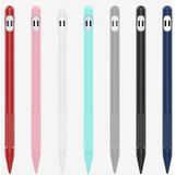2 sets 4 in 1 stylus siliconen beschermhoes + anti-verloren touw + dubbele pen nip cover set voor Apple Potlood 1 (zakelijk grijs)