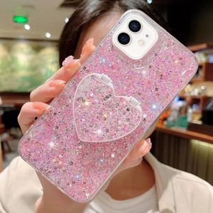 Voor iPhone 12 Starry Sequin Mirror Stand Epoxy TPU Telefoonhoesje