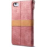 Splicing kleur krokodil textuur PU horizontale Flip lederen case voor iPhone 6/6S  met portemonnee & houder & kaartsleuven & Lanyard (roze)