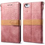 Splicing kleur krokodil textuur PU horizontale Flip lederen case voor iPhone 6/6S  met portemonnee & houder & kaartsleuven & Lanyard (roze)