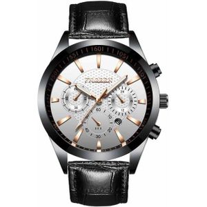 FNGEEN 5012 mannen waterdichte lichtgevende imitatie zes-naald design horloge (zwarte gordel)
