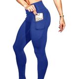 Yoga broek met zakken vrouwen Sport Leggings Jogging Workout Workout Hardlopen Leggings Stretch Hoge Elastische Gym Panty's Vrouwen Legging XL(Blauw)