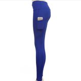 Yoga broek met zakken vrouwen Sport Leggings Jogging Workout Workout Hardlopen Leggings Stretch Hoge Elastische Gym Panty's Vrouwen Legging XL(Blauw)