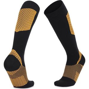 Y-09 lange tube outdoor running druk sokken voetbal sokken  maat: gratis grootte (zwart geel)