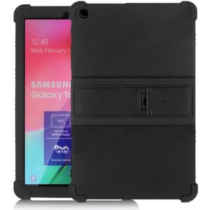 Voor Galaxy Tab A 10.1 (2019) T510 Tablet PC Siliconen Beschermhoes met Invisible Bracket(Zwart)