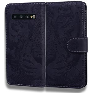 Voor Samsung Galaxy S10 Tiger Embossing Pattern Horizontale Flip Lederen Case met Holder & Card Slots & Wallet(Zwart)