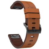 Voor Garmin Fenix 5X Plus 26mm lederen stalen gesp horlogeband