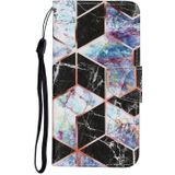 Gekleurd tekenpatroon Horizontaal Flip PU Leren hoesje met Houder & Kaart Slots & Wallet & Lanyard Voor iPhone X / XS(Black Marble)