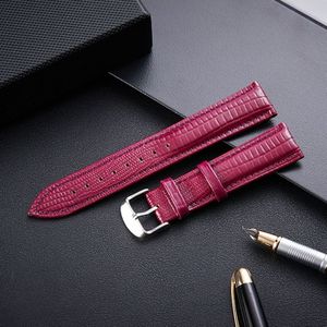 Hagedis textuur lederen riem vervanging horlogeband  grootte: 14mm (paars)