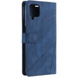 Voor Samsung Galaxy A12 Skin Feel Splicing horizontale flip lederen hoesje met houder  kaart slots & portemonnee & fotolijst (blauw)