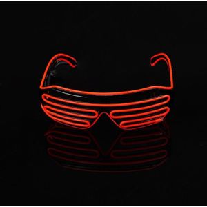 Fluorescentie Dansshow Lichtgevende Bril LED Twee Kleuren Sluiter EL Knipperende Bril (Rood)
