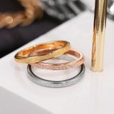 4 PCS Three Lifetimes Titanium Steel Couple Rings Very Fine Frosted Ring  Size: US Size 7(Rose Gold)