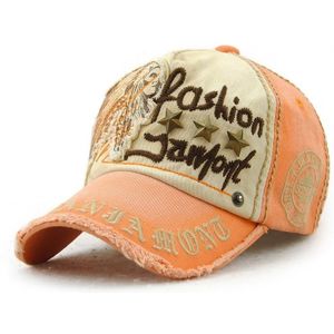 Jamont 9909 Sun Hat Star Shape Rivet Casual Letters Baseball Cap Outdoor Peaked Cap  Size: One Size (Orange)