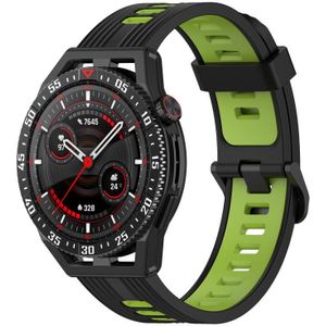 Voor Huawei Watch GT 3 SE 22 mm tweekleurige gestreepte siliconen horlogeband (zwart limoengroen)