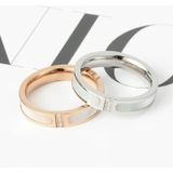 Three Diamonds Color Shell Diamond Ring Titanium Steel Gold-Plated Couple Ring  Size: 5 US Size(Rose Gold)