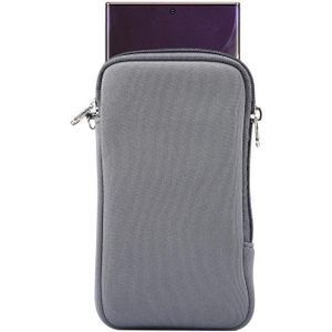 Universal Elasticity Zipper Protective Case Storage Bag met Lanyard Voor iPhone 12 Pro Max / 6 7-6 9 inch smart phones(Grijs)