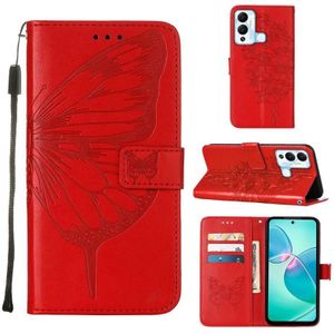 Voor Infinix Hot 12 Play / Hot 12 Play NFC X6816C Butterfly Flip Leather Phone Case (rood)