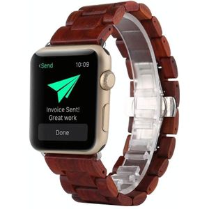 Houten vervangende polsbandjes voor Apple Watch Series 6 & SE & 5 & 4 44mm / 3 & 2 & 1 42mm(Wine Red)