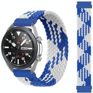 Voor Samsung Galaxy Watch Active / Active2 40mm / Active2 44mm Verstelbare Nylon Gevlochten Elasticiteit Vervanging Strap Horlogeband  Afmeting: 155mm (blauw wit)