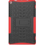 For Amazon Kindle Fire HD 10 2019 Tire Texture TPU + PC Shockproof Case with Holder(Red)