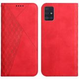 For Samsung Galaxy A51 5G Diamond Pattern Splicing Skin Feel Magnetic Horizontal Flip Leather Case with Card Slots & Holder & Wallet(Red)