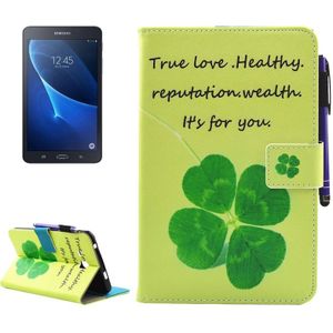 Samsung Galaxy Tab A 7.0 inch / T280 horizontaal Klavertje vier patroon PU leren Flip Hoesje met houder  slaap / ontwaak functie en opbergruimte voor pen  pinpassen & geld