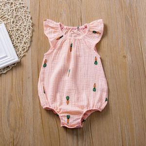 Baby meisje vouw print cartoon patroon jumpsuit (kleur: roze radijs grootte: 90)